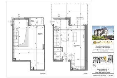 Rzut - Mieszkanie na sprzedaż 1 pokój o powierzchni 73,92 m² - numer D.26 w Osiedle Maureska etap 2