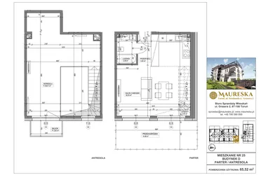 Rzut - Mieszkanie na sprzedaż 1 pokój o powierzchni 65,52 m² - numer D.25 w Osiedle Maureska etap 2