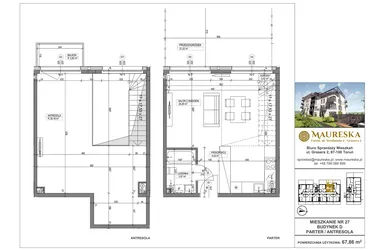 Rzut - Mieszkanie na sprzedaż 1 pokój o powierzchni 67,86 m² - numer D.27 w Osiedle Maureska etap 2
