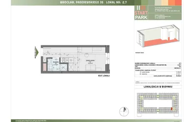 Rzut - Mieszkanie na sprzedaż 1 pokój o powierzchni 18,58 m² - numer 2.7 w START PARK