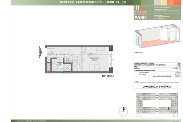 Rzut - Mieszkanie na sprzedaż 1 pokój o powierzchni 18,78 m² - numer 2.11 w START PARK