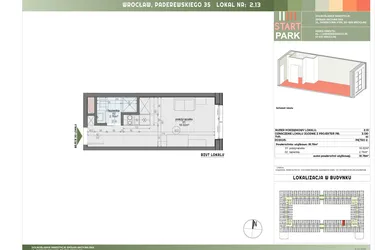 Rzut - Mieszkanie na sprzedaż 1 pokój o powierzchni 18,78 m² - numer 2.13 w START PARK