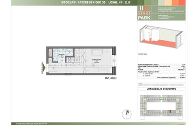 Rzut - Mieszkanie na sprzedaż 1 pokój o powierzchni 18,78 m² - numer 2.17 w START PARK