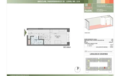 Rzut - Mieszkanie na sprzedaż 1 pokój o powierzchni 18,78 m² - numer 2.15 w START PARK