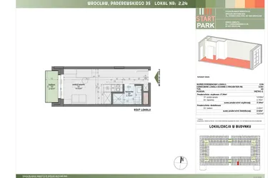 Rzut - Mieszkanie na sprzedaż 1 pokój o powierzchni 17,39 m² - numer 2.24 w START PARK