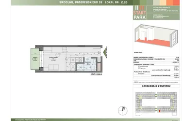 Rzut - Mieszkanie na sprzedaż 1 pokój o powierzchni 17,39 m² - numer 2.28 w START PARK