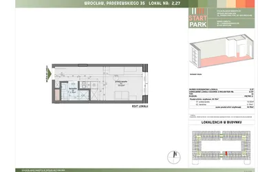 Rzut - Mieszkanie na sprzedaż 1 pokój o powierzchni 18,78 m² - numer 2.27 w START PARK