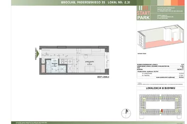 Rzut - Mieszkanie na sprzedaż 1 pokój o powierzchni 18,57 m² - numer 2.31 w START PARK