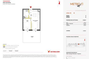 Rzut - Mieszkanie na sprzedaż 2 pokoje o powierzchni 34,73 m² - numer 48 w Metro Art 13