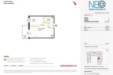 Rzut - Mieszkanie na sprzedaż 2 pokoje o powierzchni 33,78 m² - numer 116 w Neo Nova Ochota 3