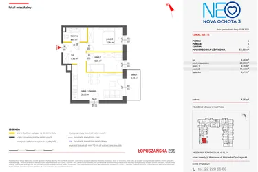 Rzut - Mieszkanie na sprzedaż 3 pokoje o powierzchni 51,69 m² - numer 18 w Neo Nova Ochota 3