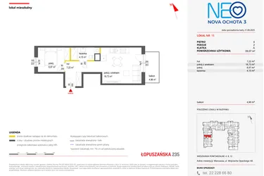 Rzut - Mieszkanie na sprzedaż 2 pokoje o powierzchni 39,07 m² - numer 16 w Neo Nova Ochota 3