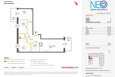 Rzut - Mieszkanie na sprzedaż 4 pokoje o powierzchni 64,84 m² - numer 30 w Neo Nova Ochota 3