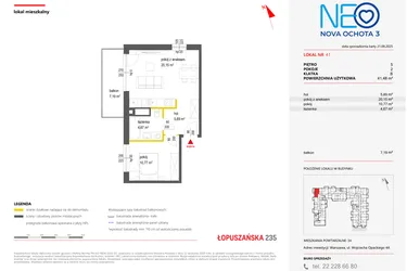 Rzut - Mieszkanie na sprzedaż 2 pokoje o powierzchni 41,48 m² - numer 41 w Neo Nova Ochota 3