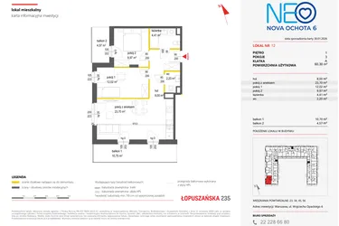 Rzut - Mieszkanie na sprzedaż 3 pokoje o powierzchni 60,3 m² - numer 12 w Neo Nova Ochota 6