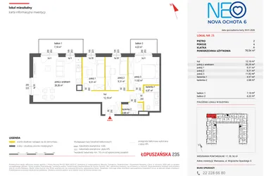 Rzut - Mieszkanie na sprzedaż 4 pokoje o powierzchni 76,54 m² - numer 28 w Neo Nova Ochota 6
