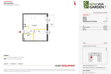 Rzut - Mieszkanie na sprzedaż 2 pokoje o powierzchni 41,91 m² - numer 31 w Nova Viva Garden 7