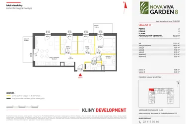 Rzut - Mieszkanie na sprzedaż 4 pokoje o powierzchni 62,82 m² - numer 26 w Nova Viva Garden 8