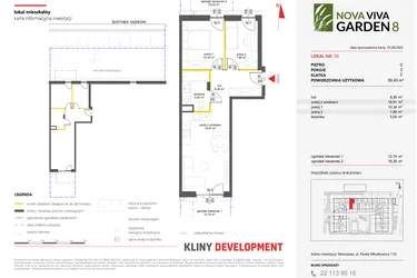 Rzut - Mieszkanie na sprzedaż 3 pokoje o powierzchni 50,45 m² - numer 39 w Nova Viva Garden 8