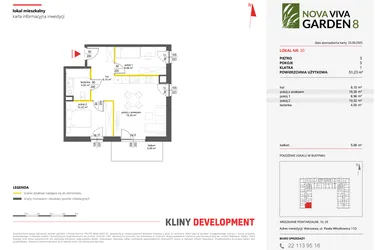 Rzut - Mieszkanie na sprzedaż 3 pokoje o powierzchni 51,23 m² - numer 30 w Nova Viva Garden 8