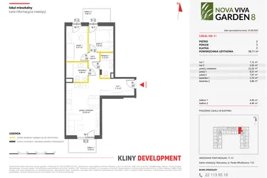 Rzut - Mieszkanie na sprzedaż 3 pokoje o powierzchni 58,71 m² - numer 81 w Nova Viva Garden 8