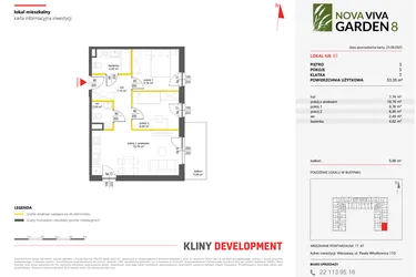 Rzut - Mieszkanie na sprzedaż 3 pokoje o powierzchni 53,35 m² - numer 97 w Nova Viva Garden 8