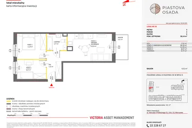 Rzut - Mieszkanie na sprzedaż 3 pokoje o powierzchni 50,14 m² - numer D.20 w Piastova Osada