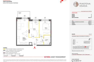 Rzut - Mieszkanie na sprzedaż 3 pokoje o powierzchni 50,67 m² - numer E.100 w Piastova Osada
