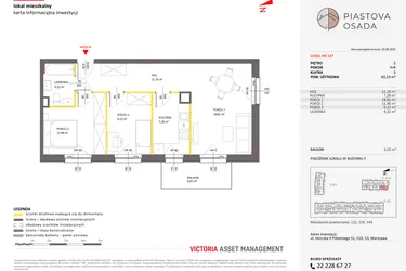 Rzut - Mieszkanie na sprzedaż 3 pokoje o powierzchni 62,13 m² - numer F.137 w Piastova Osada