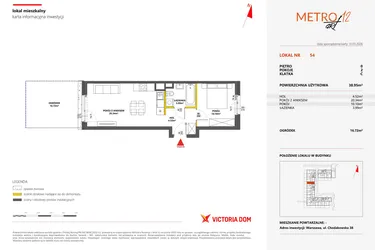 Rzut - Mieszkanie na sprzedaż 2 pokoje o powierzchni 38,95 m² - numer 54 w Metro Art 12