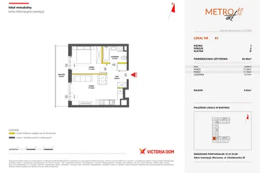 Rzut - Mieszkanie na sprzedaż 2 pokoje o powierzchni 39,3 m² - numer 83 w Metro Art 12