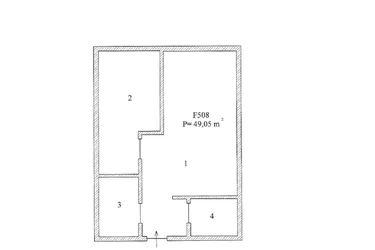 Rzut - Mieszkanie na sprzedaż 2 pokoje o powierzchni 49,05 m² - numer F508 w Polanki Aqua - budynek E i F