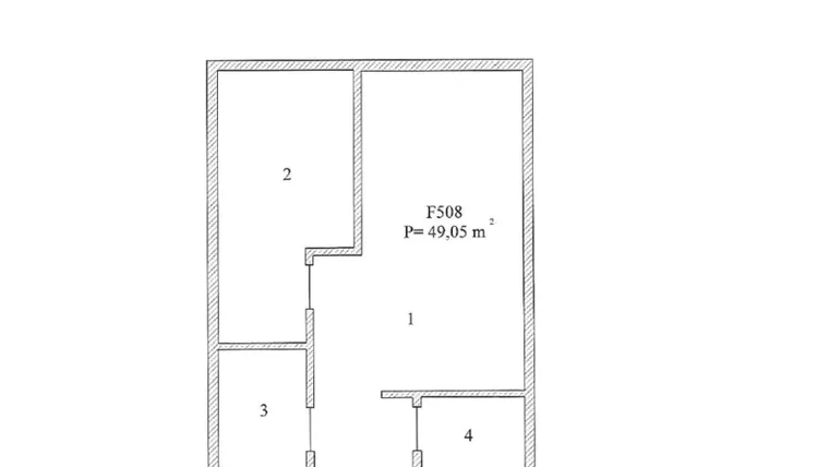 Rzut - Mieszkanie na sprzedaż 2 pokoje o powierzchni 49,05 m² - numer F508 w Polanki Aqua - budynek E i F