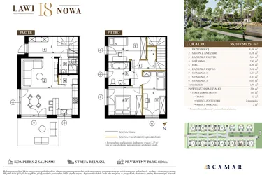 Rzut - Mieszkanie na sprzedaż 4 pokoje o powierzchni 95,1 m² - numer 6C w Lawinowa 18 - Etap III