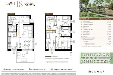 Rzut - Mieszkanie na sprzedaż 4 pokoje o powierzchni 95,1 m² - numer 6B w Lawinowa 18 - Etap III