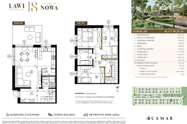 Rzut - Mieszkanie na sprzedaż 4 pokoje o powierzchni 95,1 m² - numer 6D w Lawinowa 18 - Etap III