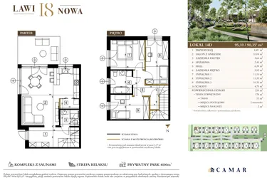 Rzut - Mieszkanie na sprzedaż 4 pokoje o powierzchni 95,1 m² - numer 14D w Lawinowa 18 - Etap III