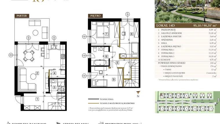 Rzut - Mieszkanie na sprzedaż 4 pokoje o powierzchni 95,1 m² - numer 14D w Lawinowa 18 - Etap III