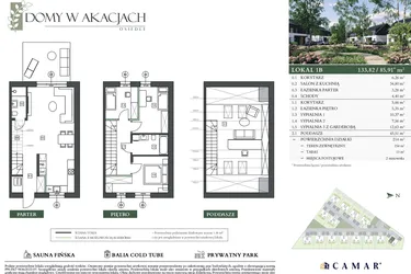 Rzut - Dom na sprzedaż 4 pokoje o powierzchni 133,82 m² - numer 1B w Domy w akacjach