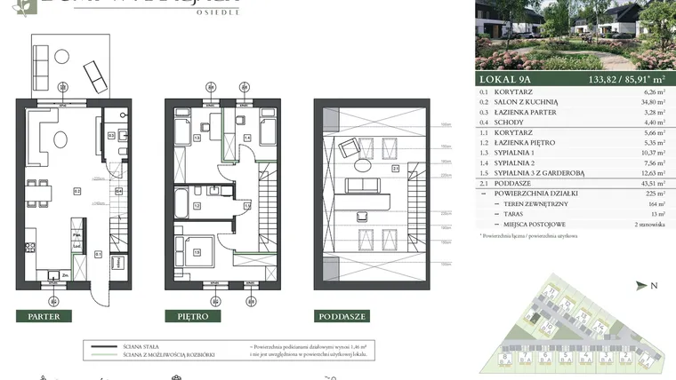 Rzut - Dom na sprzedaż 4 pokoje o powierzchni 133,82 m² - numer 9A w Domy w akacjach