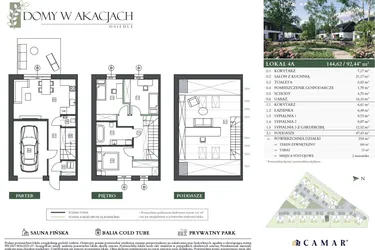 Rzut - Dom na sprzedaż 4 pokoje o powierzchni 145,22 m² - numer 4A w Domy w akacjach