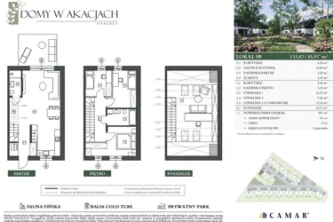 Rzut - Dom na sprzedaż 4 pokoje o powierzchni 133,82 m² - numer 9B w Domy w akacjach