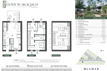 Rzut - Dom na sprzedaż 4 pokoje o powierzchni 145,22 m² - numer 7B w Domy w akacjach