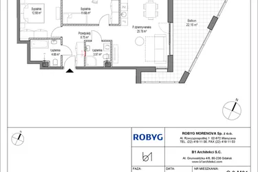 Rzut - Mieszkanie na sprzedaż 3 pokoje o powierzchni 67,74 m² - numer C.3M01 w Leszczyńskich 2