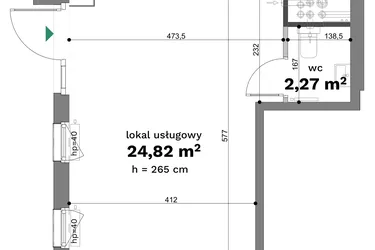 Rzut - Lokal użytkowy na sprzedaż 1 pokój o powierzchni 27,09 m² - numer C1-U1 w Forma Otwarta etap C