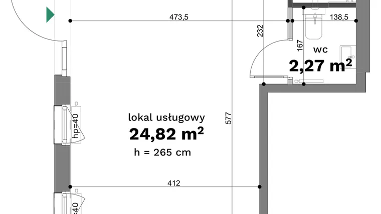 Rzut - Lokal użytkowy na sprzedaż 1 pokój o powierzchni 27,09 m² - numer C1-U1 w Forma Otwarta etap C