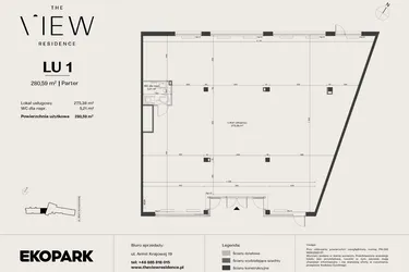 Rzut - Lokal użytkowy na sprzedaż 2 pokoje o powierzchni 280,59 m² - numer LU1 w The View