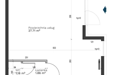 Rzut - Lokal użytkowy na sprzedaż 1 pokój o powierzchni 30,75 m² - numer LU2 w Destino