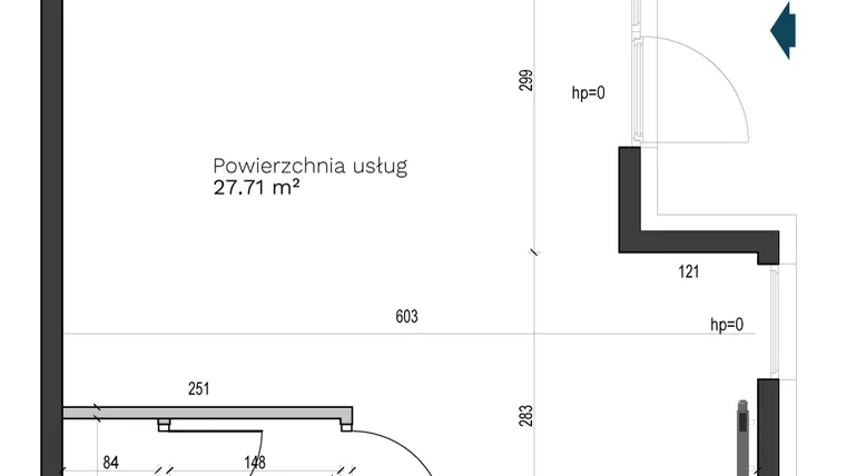 Rzut - Lokal użytkowy na sprzedaż 1 pokój o powierzchni 30,75 m² - numer LU2 w Destino
