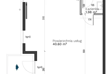 Rzut - Lokal użytkowy na sprzedaż 1 pokój o powierzchni 43,78 m² - numer LU1 w Destino